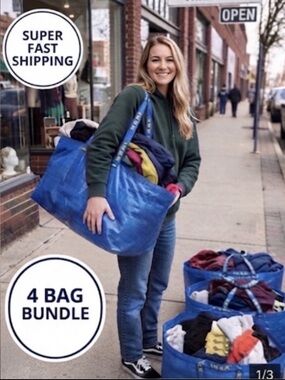 IKEA Frakta Bags, 4 bags included, Big Blue Bags, New